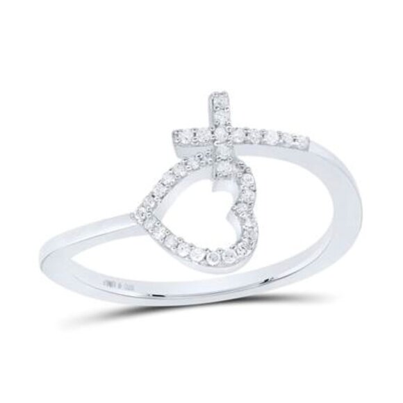Jewelry - Genuine Real Diamond Cross Heart ring, Custom designed stunning gift for her HOT